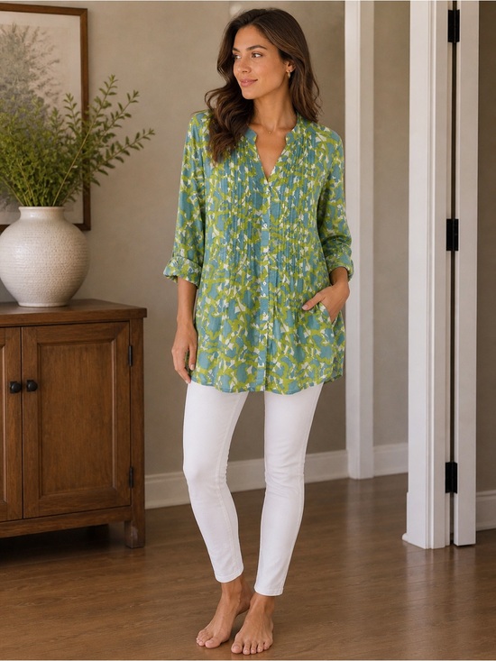 bluTHREADS Tops - bluTHREADS by rockflowerpaper 100% Cotton Printed Tunic Top Size Medium